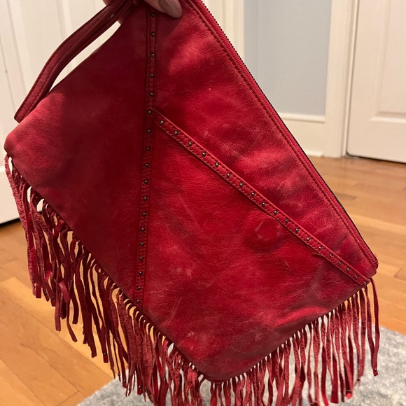 Hobo Bag Fringe Wristlet Clutch in Red - Picture 8 of 9